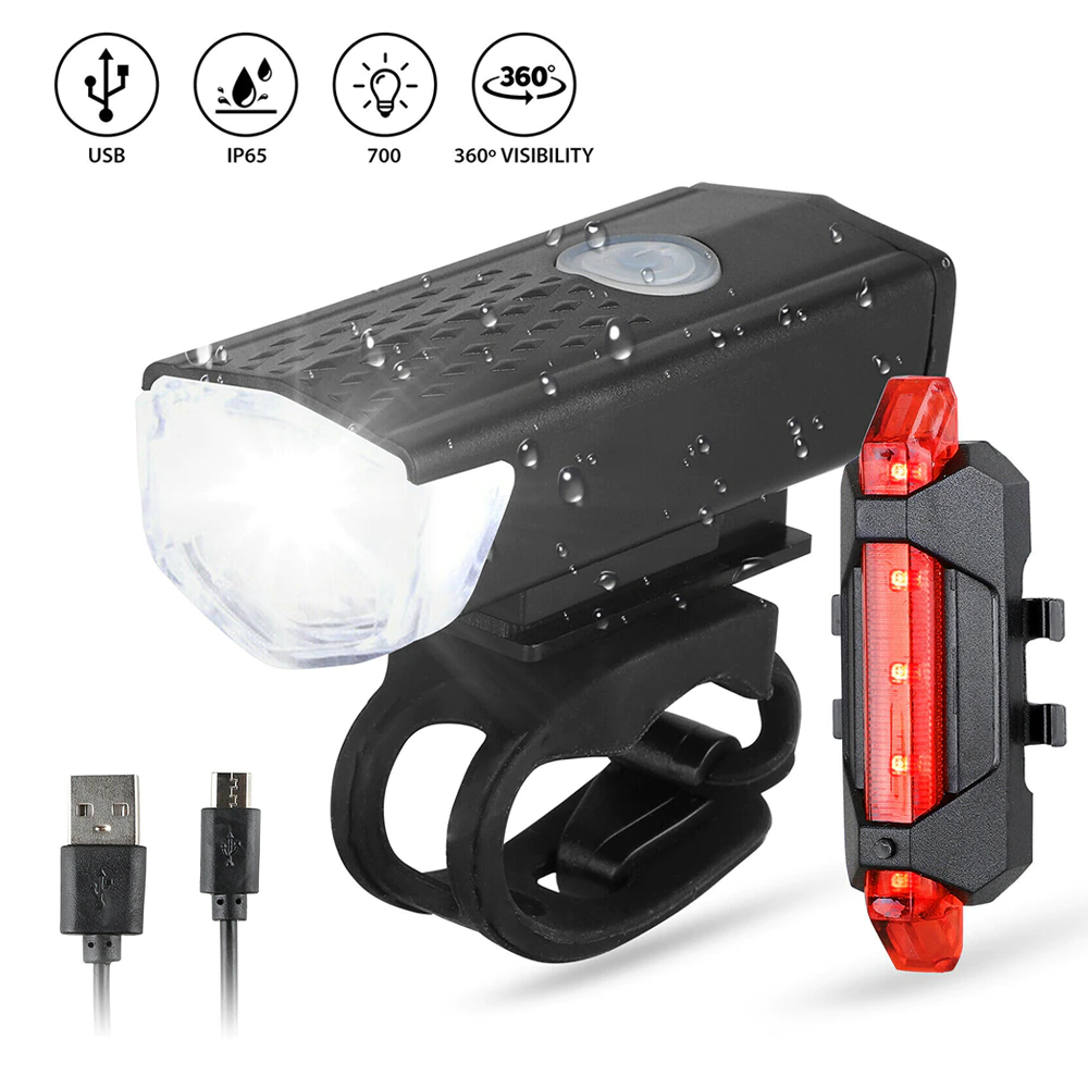 Luz Delantera + Trasera Recargable