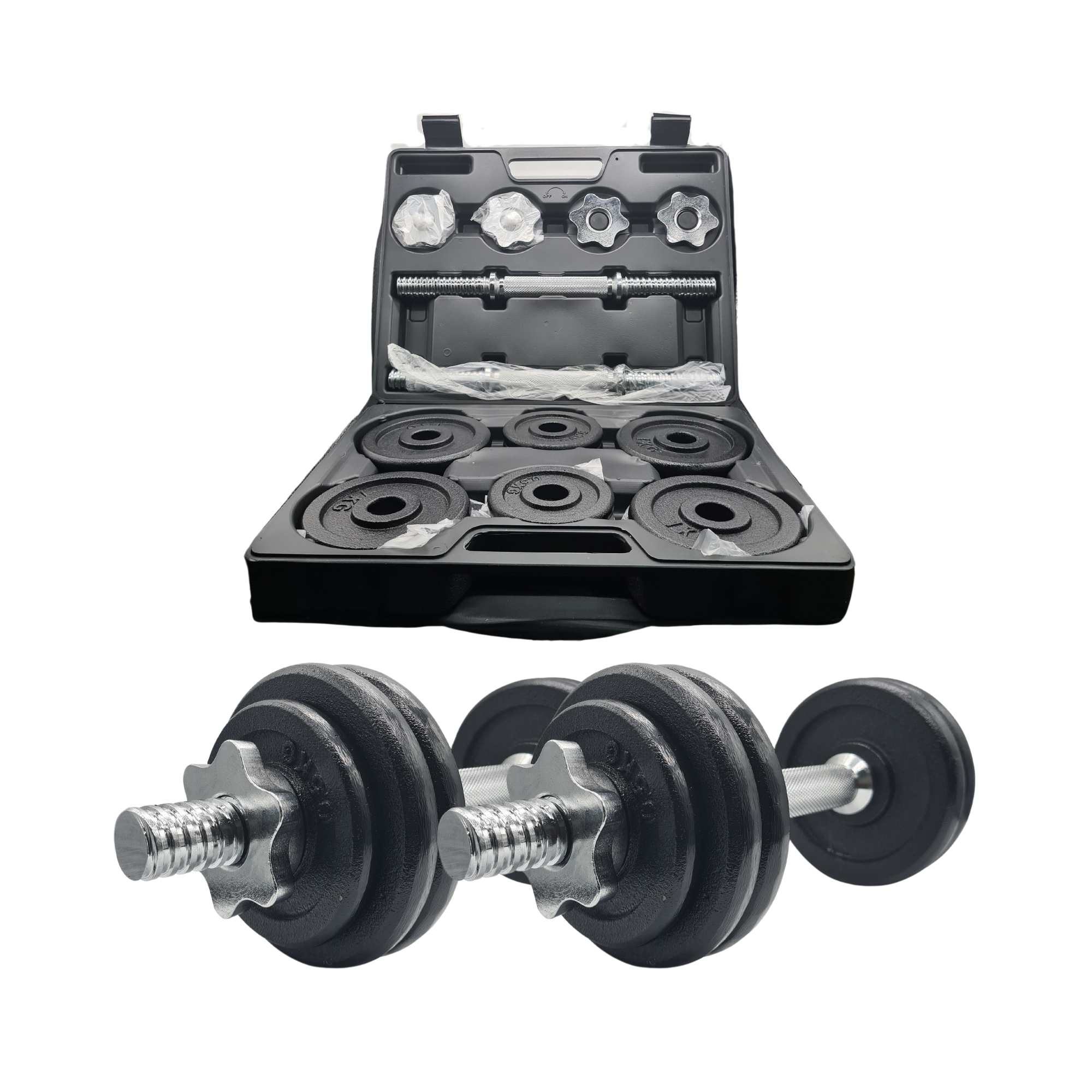 Set Mancuernas Acero con Maleta